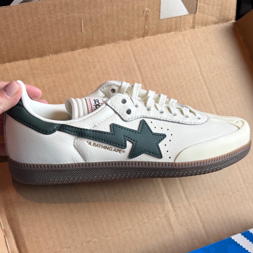BRAND NEW BAPE x ADIDAS White and Green Sneakers